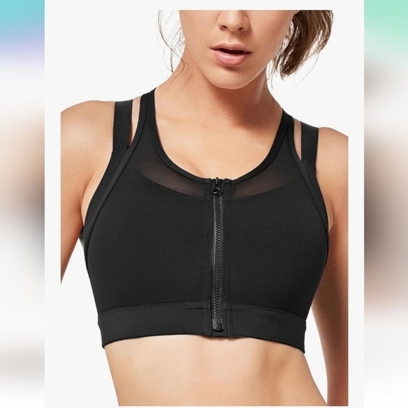 Yvette High Impact Sports Bra Front Closure Double Deck Mesh Running 44D 44E 44F - Picture 3 of 14